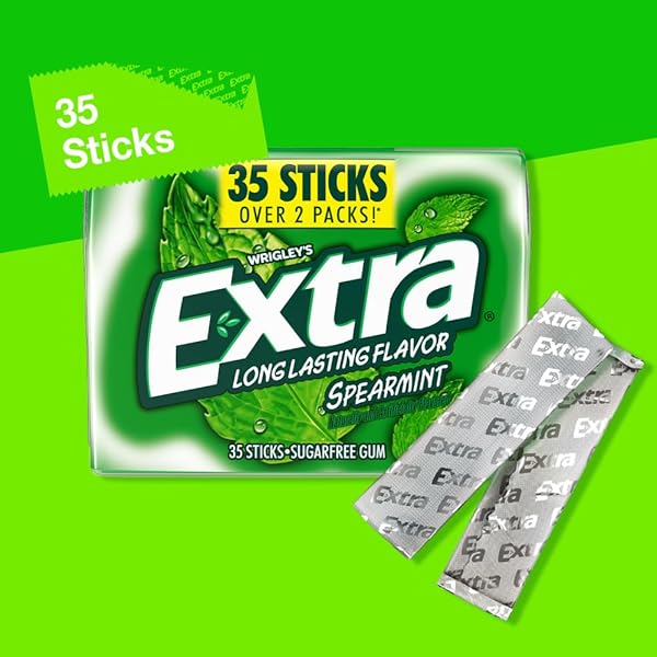 EXTRA SPEARMINT SUGAR FREE CHEWING GUM BACK TO SCHOOL SNACKS, 35 STICK MEGA PACK