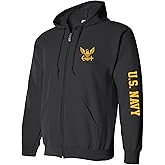 zerogravitee U.S. Navy Gold Sleeve Print Full-Zip Hooded Sweatshirt