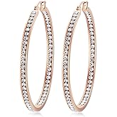 CiNily Mult-colors Crystal Stainless Steel Hoop Earring for Women Hypoallergenic Jewelry for Sensitive Ears Large Big Hoop Earrings 2"