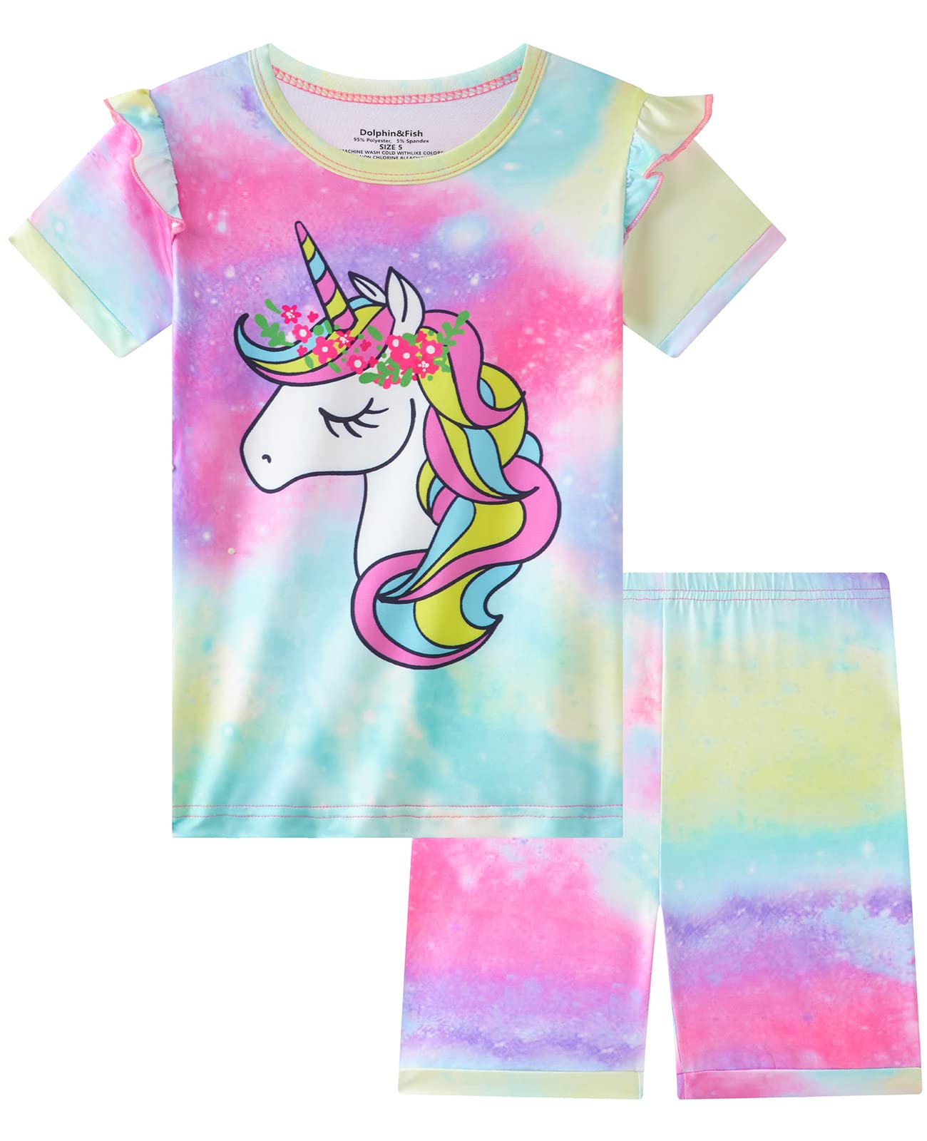 Dolphin&Fish Kids Short Pjs Girls Summer Pajamas