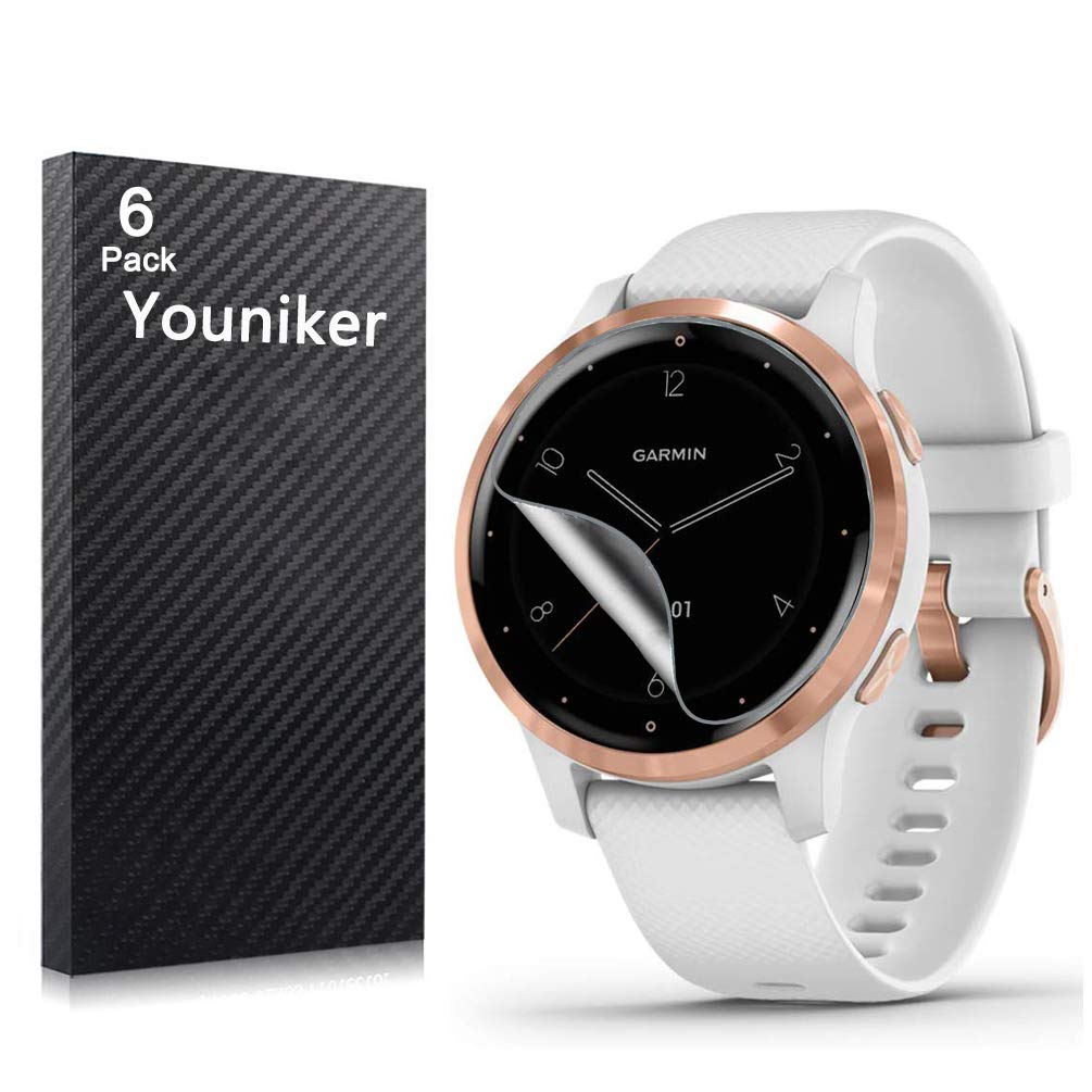 Youniker 6 Pack for Garmin Vivoactive 4S Screen Protector Film for Garmin Vivoactive 4S GPS Smartwatch Screen Protector Foils Crystal Clear HD Anti-Scratch Anti-Fingerprint
