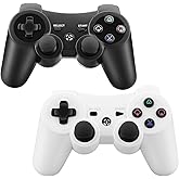 Replacement for PS3 Controller,2 Pack Wireless Controllers for PlayStation 3,Slim,Pro,Dual Shock Remote Control with 6-Axis Motion,Bluetooth Gamepad with 500mAh Battery,Cheap Ideal Gift,Black White
