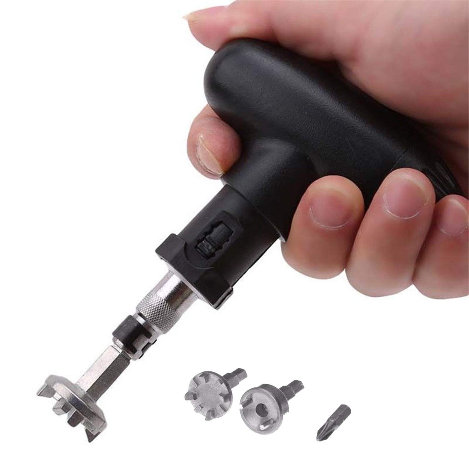 AXKAL Golf Spike Wrench Remover Tool Cleat Shoes Value Pack, Golf Spikes Ripper Stainless Steel Accessories Ratchet Handle Wrench Tool (1 Pack-Black)