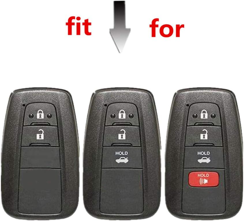 Happyit ABS Carbon Fiber Shell Car Key Cover Cases for Toyota CHR C-HR Prado Prius Camry Corolla RAV4 2 3 4 Buttons Keyless Keychain (Black A) - Image 3