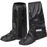 KEMIMOTO Waterproof Half-Sole Rain Shoe Covers | Boot Covers with Waterproof Zipper, Non-Slip, Men Rain Gear Reflector, Black