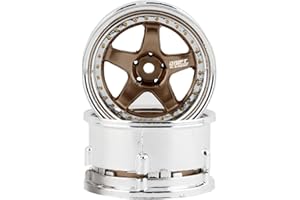 DS Racing Drift Element 1/10 RC Car Drift Rims Wheels, 2PCS Set, 5-Spoke, Adjustable Offset, Fits Yokomo YD MD RD, MST RMX, Reve D RDX, Redcat RDS, HPI, Tamiya TT & More (Bronze w/Chrome Lip)