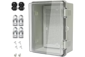 HoHaing Junction Box IP65 Waterproof ABS Plastic Enclosure Hinged PC Clear Cover Electrical Project Box with Mounting Plate, 