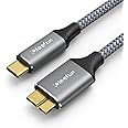 CLEEFUN USB C to Micro B Cable 1.5ft, 10Gbps Micro B to USB C Hard Drive Cable for External Hard Drive, Seagate, WD, Toshiba, Westgate and More, Nylon Braided - Grey