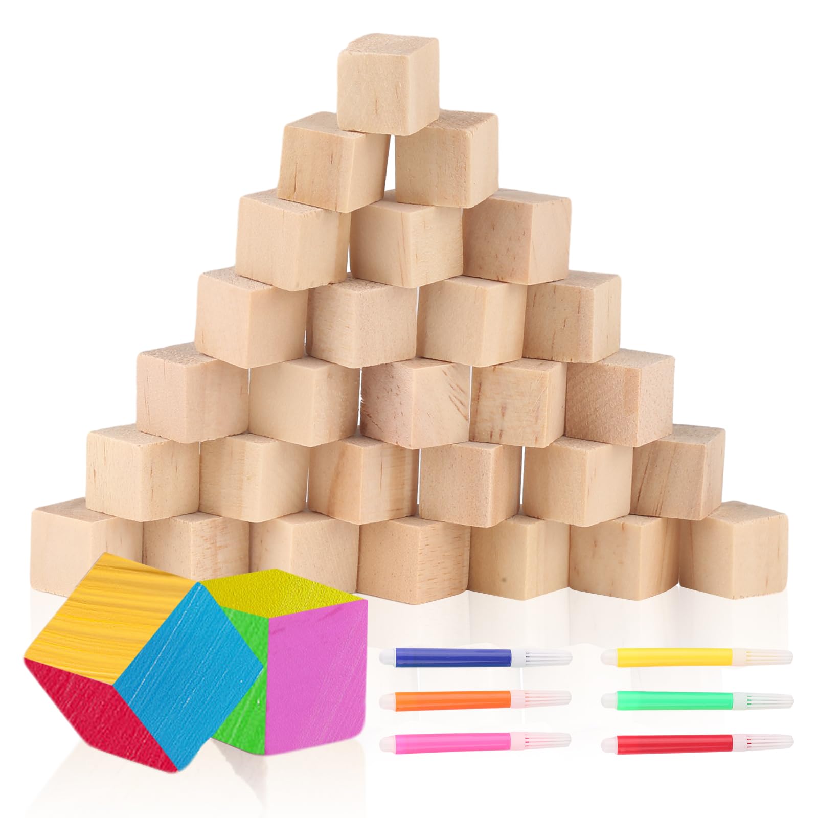 RVLZKCPG Wooden Blocks, Set of 500 Natural Pine Wood Cubes, 10 mm, for Crafts, Painting, DIY Decoration