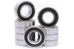 DEEG 10 Pack 6205-2RS Double Rubber Seal Bearing 25x52x15mm,Pre Lubricated,Stable Performance,Cost Effective, Deep Groove Ball Bearings…
