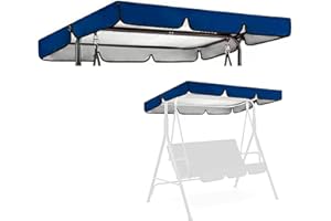 FYMLHOMI Patio Swing Canopy Replacement 2/3 Seat Swing Chair Canopy Cover Outdoor Porch Swing Replacement Top Cover Waterproof Canopy for Garden Swing Outdoor (Blue) (75”×52”×5.9”)