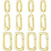 PH PandaHall 12pcs 18K Gold Plated Spring Clasps, 14~20mm Long Necklace Clasps and Closures 3 Styles Brass Bail Connector Golden Necklace Enhancer Connector Snap Clasps for DIY Jewelry Crafts Making
