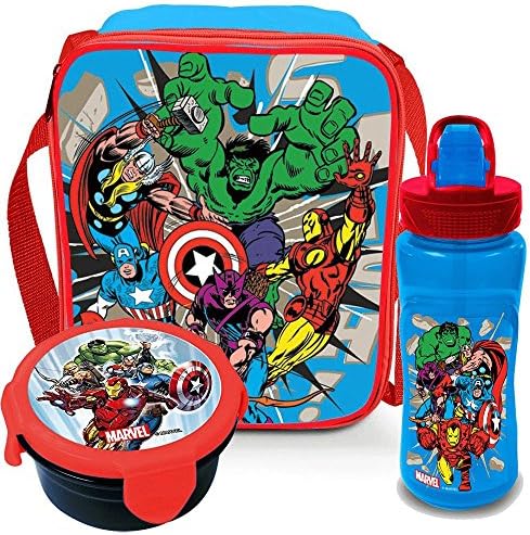 Avengers Comic Lunchbag, Bottle &amp; Snack Pot 3 Piece Set