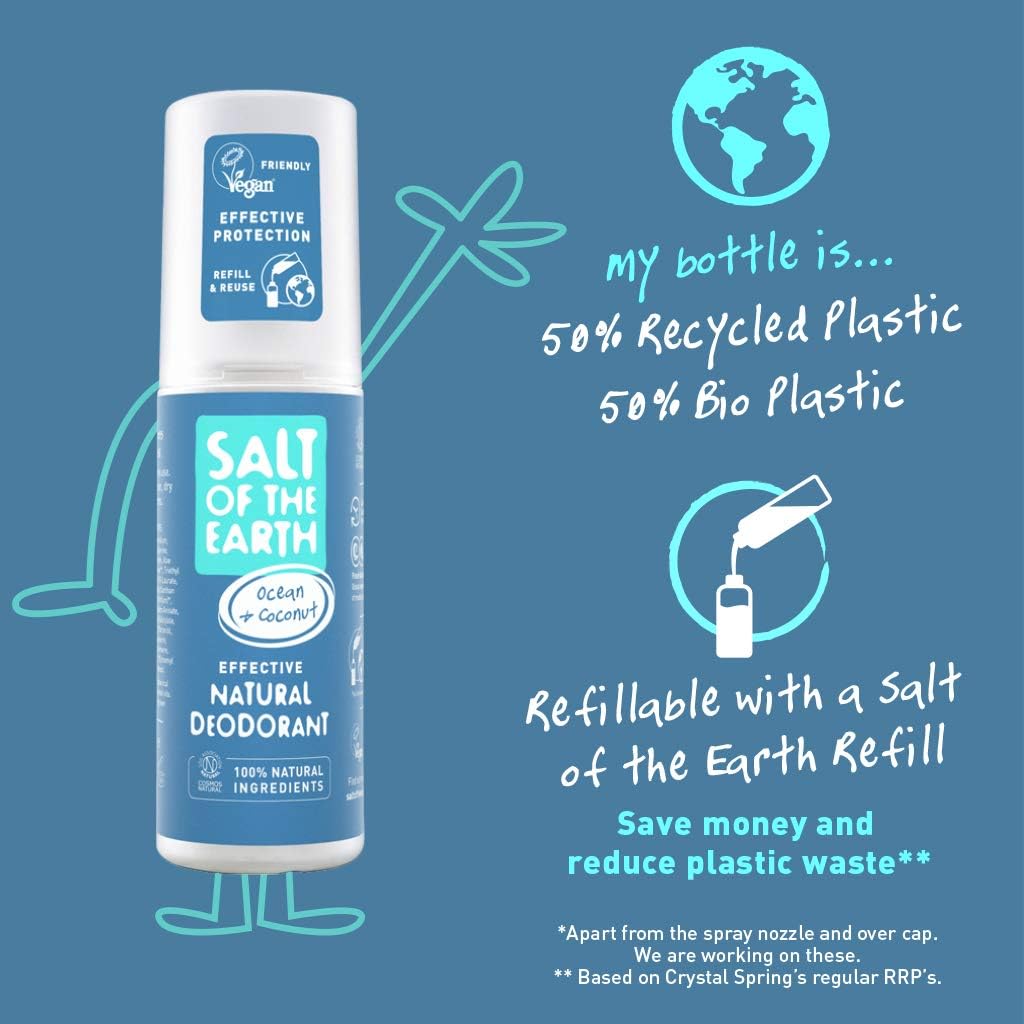Salt of the Earth, Refillable Natural Deodorant Spray, 100% Natural Origin Ingredients, Vegan, Long Lasting Protection - Image 4