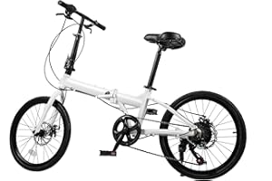 LIAPDG 20-Inch Folding Bike, Foldable Bike for Adults Adjustable Seat Height & Elevable Handlebars Store in The Trunk 7-Gear Transmission Front and Rear Disc Brakes for Traveling