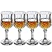 Crystal Wine Glasses Set of 4 by Bella Vino - 7.9 Ounce - Old Fashioned Designed Carved Wine Glass - Lead-Free Short Stem Champagne Goblets - Durable and Dishwasher Safe - for Family Dinner, Parties