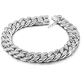 Dankadi Fashion 925 Sterling Silver Solid Miami Cuban Link Chain Bracelet 8MM-12MM-14MM Curb Cuban Solid Thick Big Link Bracelet For Men 7-10 Inch Jewelry Gift
