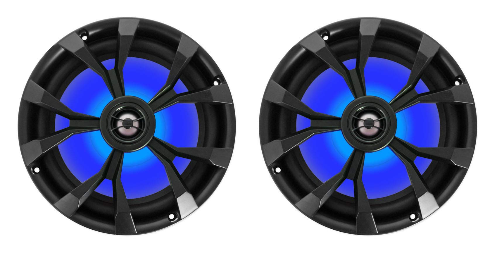 Rockville Pair RKL80MB 900 Watt 8-Inch 2-Way Marine Boat Speakers, IP66 Waterproof, Beat-Sync LED Lights, Rustproof Design, Perfect for Boats and ATVs
