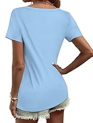 Elesomo Women Cotton Tops Vneck Summer T Shirts