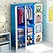 MAGINELS Portable Kid Organizers and Storage Organizer Clothes Wardrobe Cube Closet Bedroom Armoire Children Dresser Hanging Rack Forest Animal Blue 8 Cube & 2 Rod