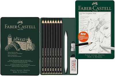 Faber-Castell Pitt Graphite Matt Pencil Tin 11 Matt Graphite for Drawing