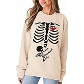 AG AGUU Women X-Ray Skeleton Sweatshirt Halloween Maternity Sweatshirts Crewneck Pullover Pregnancy Announcement Shirts Tops