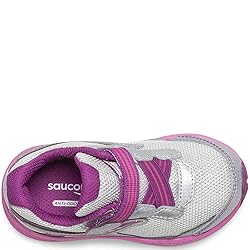 Saucony Ride 10 Jr Running Shoe, Silver/Pink, 4 US