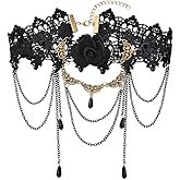 Sisadodo Halloween Costumes Decorations for Women Gothic Rose Chokers Necklaces for Women Females Punk Black Vampire Choker