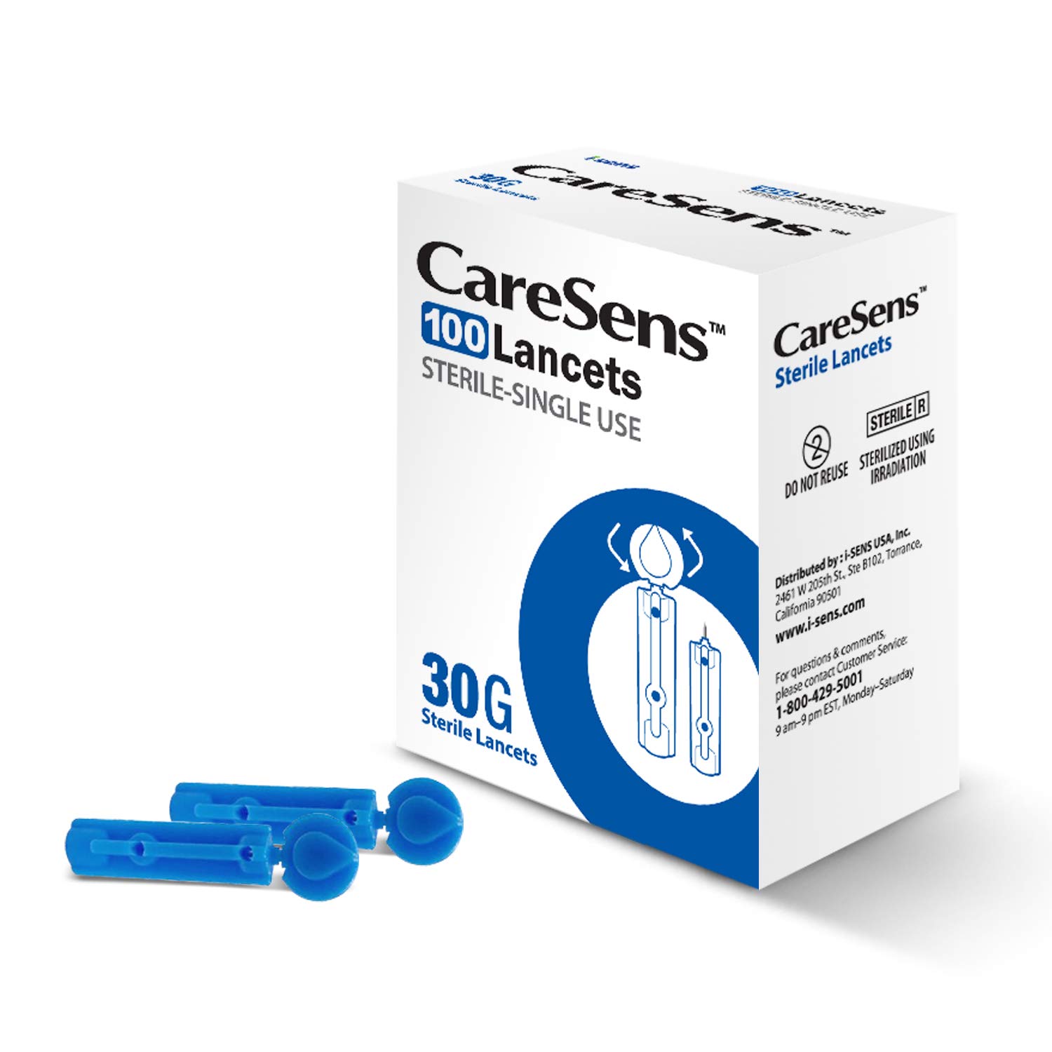 CareSens Sterile Single Use Ultra Thin 30G Universal Designed Lancets (100 Counts) for