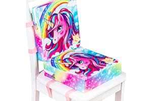 AGSDON 2 PCS Toddler Booster Seat for Dining Table, Portable Increasing Cushion for Girls - Unicorn