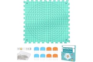 Yarniss Blocking Mats for Knitting & Crochet Project, Extra Thick Knitting Blocking Mat with Grid Lines，Knitting Mats with T-Pins,Blue