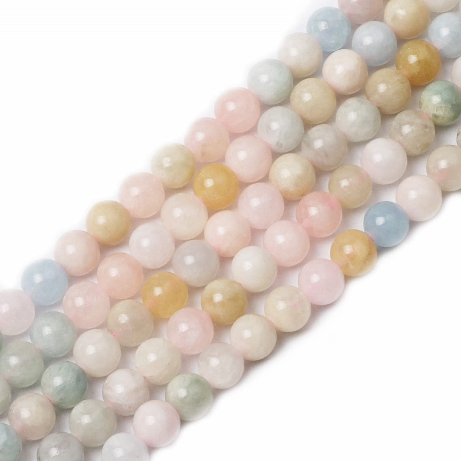 6mm Round Macaron Morganite Gemstone Beads, 60-65pcs Loose Smooth Healing Power Stone Beads for Bracelet Necklace Jewellery Making and DIY Crafts, 1 Strand 15.5"