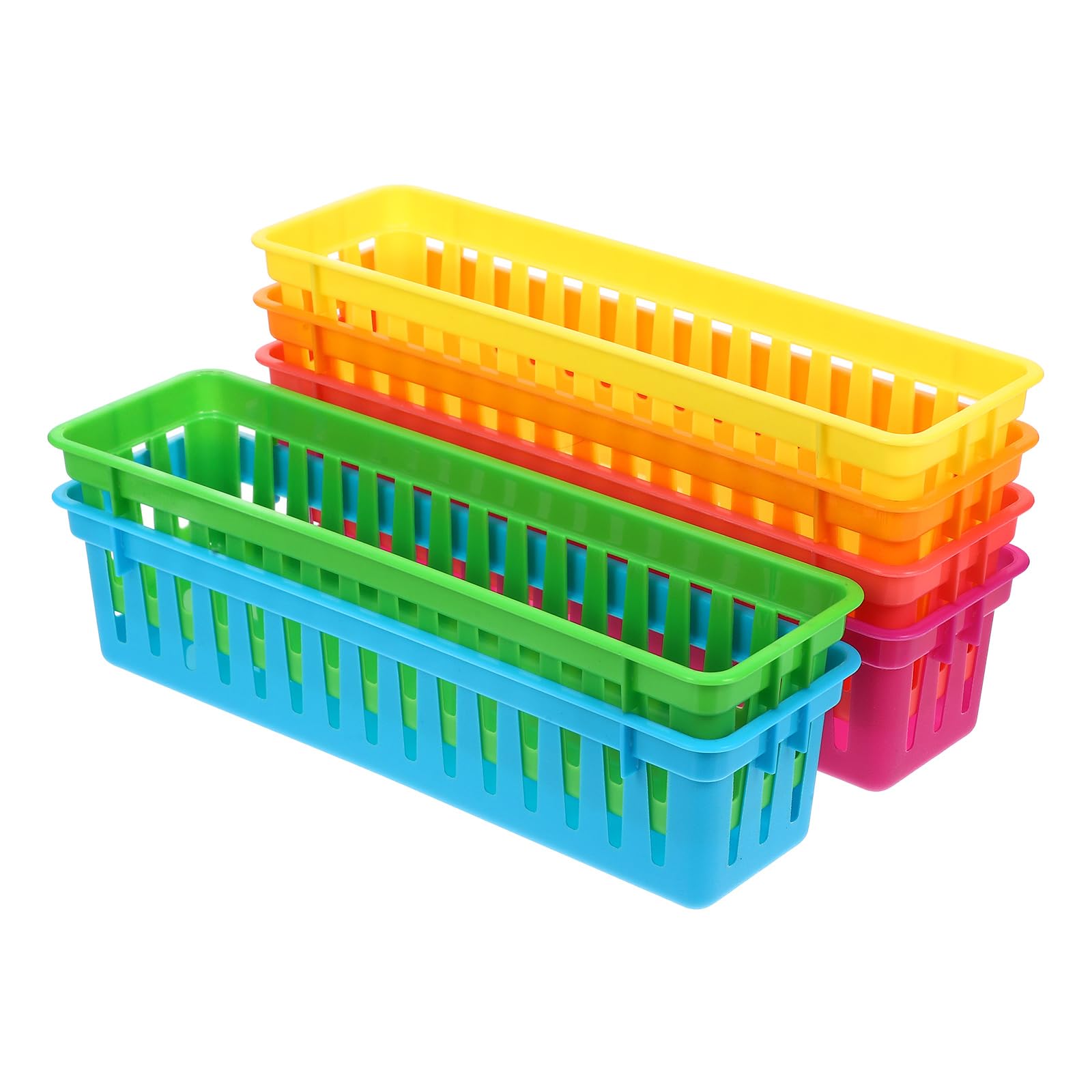 Operitacx 6 Pack Plastic Pencil Holder Stationery Baskets for Desk Organiser Classroom Storage Containers Colourful Multipurpose Pencil Pot