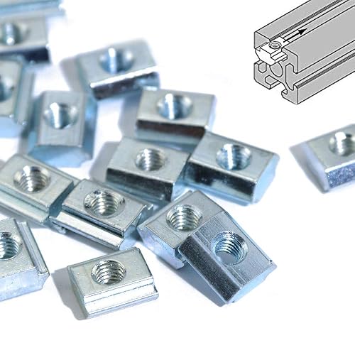 KOOTANS 100pcs M3 T-Slot Nuts – 2020 Series Hammer Head For 6mm Aluminum Extrusion Profiles