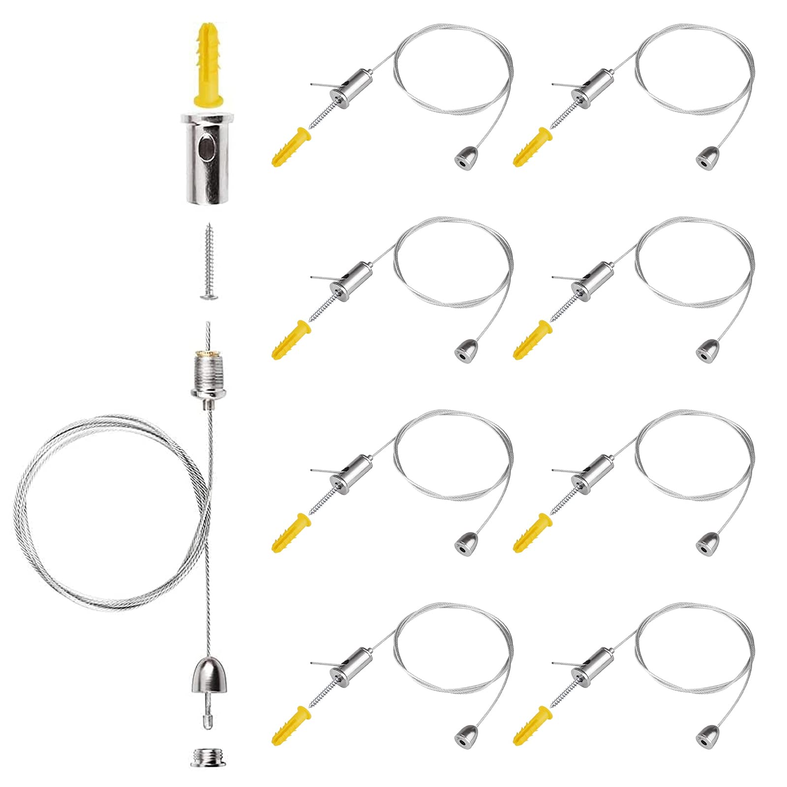 Mlysnd Suspension Cables Kit, 8 Pieces Ceiling Light Pendant Braided Flex Lamp Holder for LED Panel Light Aquarium Lights Pendant Linear Lighting Lights (1M)