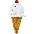 Giftable World 10 Inch Plush Pet Toy Vanilla Ice Cream Cone with Cherry on Top and Sprinkles with Squeaker Dog Chew Toy