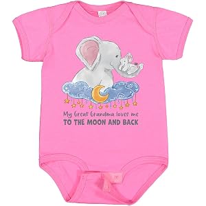 inktastic My Great Grandma Loves Me To the Moon and Back Elephant Baby Bodysuit