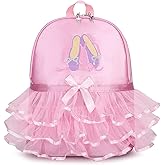 Yitengteng Princess Ballerina Backpack Dance Bag for Toddler Girls Nylon Backpack (Pink dance shoes)