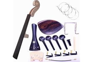 Jiayouy 17Pcs 4/4 DIY Violin Accessories Kit Violin Neck & Fingerboard Wire Tailpiece Fine Tuner Tailgut Tuning Peg Endpin Br