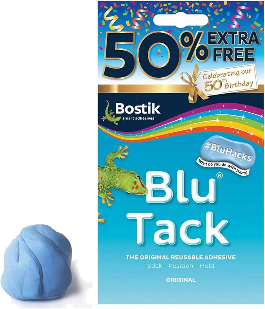 Bostik Blu Tack Blue Re-usable Mastic Putty Handy Size 50% Extra Free 30615681