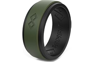 Rinfit Silicone Rings for Men 9mm Wide, 2mm Thick - Mens Rubber Wedding Bands - Infinity Ring with 2 Layers - Patented Design