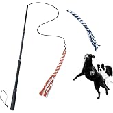 ASOCEA Dog Extendable Teaser Wand Pet Flirt Stick Pole Puppy Chasing Tail Interactive Toy for Small Medium Large Dogs Training Playing Exercise