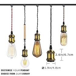 STGLIGHTING J-Type Track Pendant Light Black Weave