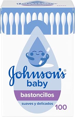 Cotonetes johnson's baby para bebês, crianças e adultos (1 caixa x 100), cotonetes com pontas de algodão 100% puro e palitos de papel 100%