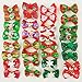 Hixixi 24pcs/12pairs Pet Dog Christmas Samll Hair Bows with Rubber Bands Xmas Cat Puppy Grooming Accessories