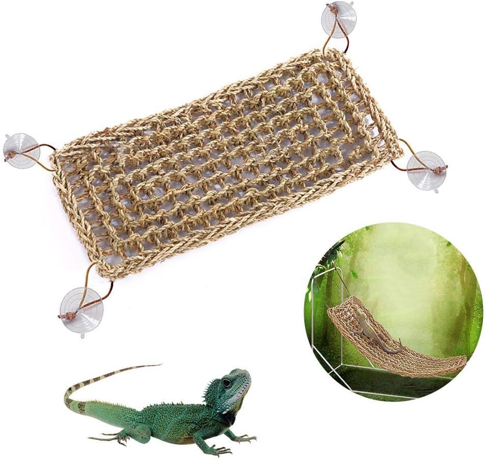 josietomy Natural Grass Fibers Hammock Bed,Triangle Reptile Lizard Hammock Hamster Reptile Grass Mat Hammock Toy Grass Mat for Hamster Lizard