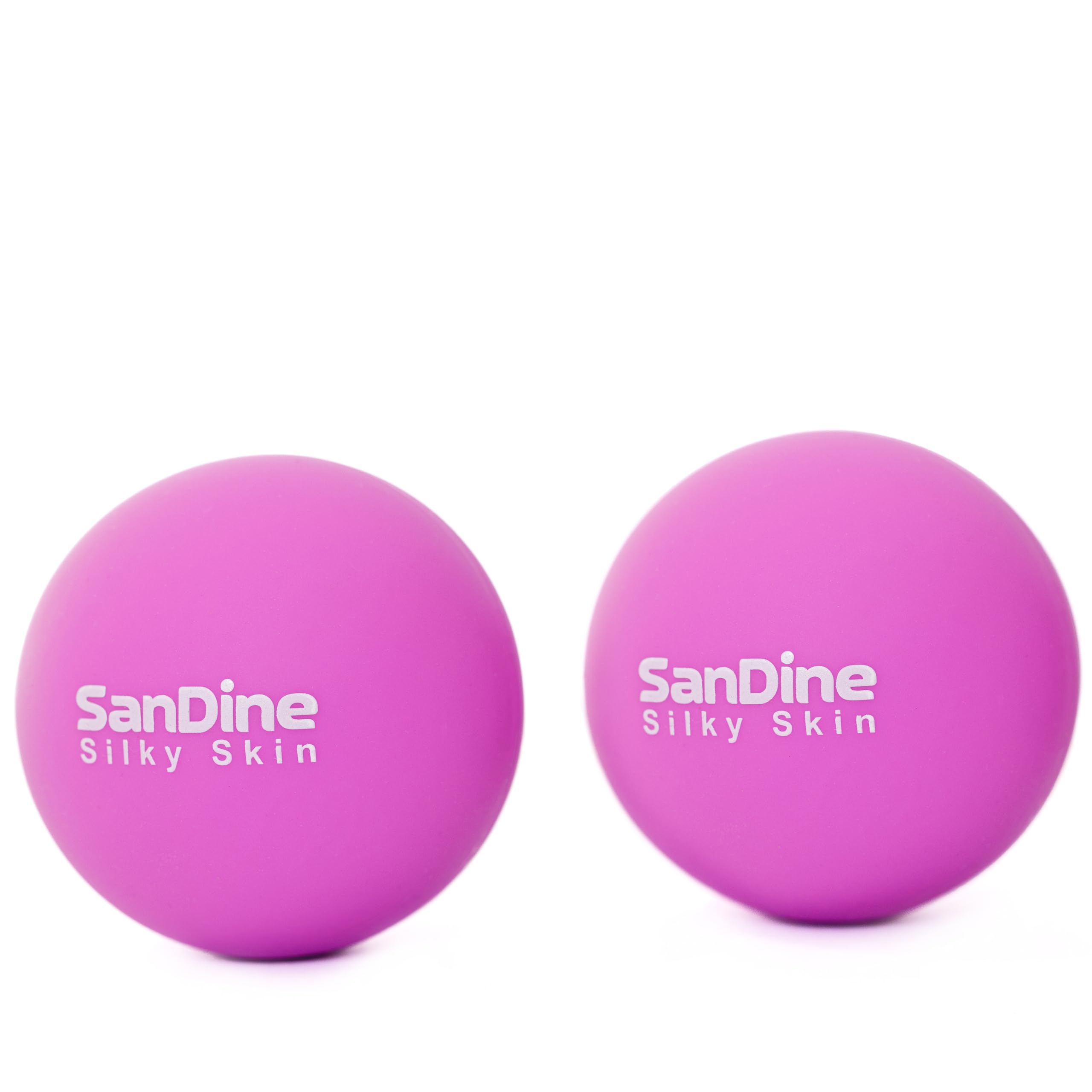 Lacrosse Massage Balls for Deep Tissue - Release Tension, Relieve Muscle Pain Back, Shoulders, Neck - Ideal for Myofascial Release Trigger Point Therapy - Firm Yoga Balls - 2Pack by Sandine (Purple)