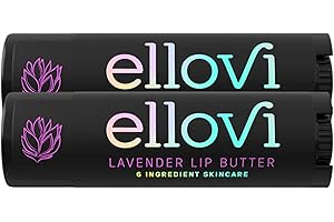 Ellovi Natural Lip Butter Lip Balm - Lavender - Pure Enough to Eat - Made With Just 6 Vegan Ingredients - Moisturizing Lip Care for All Day Hydration (2-Pack)