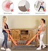URAQT 2-Person Lifting Straps 2 Pcs Anti-Slip Orange 4.5cm 800 lbs Load view 3