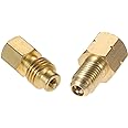 Aupoko 2 PC R1234YF Vacuum Hose Pump Adapter 1/2 LH x 1/4 SAE SAE Female FL Brass Valve Core, Fit for Refrigeration Conversion
